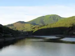 Monte Settepani (1,380 m) seen from Lake Osiglia