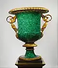 Monumental Neoclassical vase; by Pierre-Philippe Thomire; early 19th century; Russian malachite, composite filling material, gilt-bronze mounts and bronze pedestal; height with pedestal: 277.5&nbsp;cm; Metropolitan Museum of Art