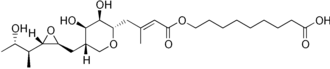 Structural formula of pseudomonic acid A (PA-A), the principal component of mupirocin