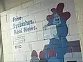 Mural inside parking garage.