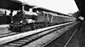 NS 6021 with train D111 from Hoek van Holland along the platform of Utrecht C.S. (Between 1925 and 1935)