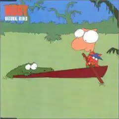 German CD maxi-single cover for "Natural Blues" with a cartoon-style drawing of an alligator climbing into a rowboat