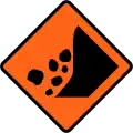 Falling rocks or debris on right