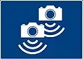 Speed limit enforced by automatic camera - average speed measurement A flashing yellow indicator is also placed at the end of speed measurement zone. This will flash if the vehicle's measured average speed exceeded the speed limit.