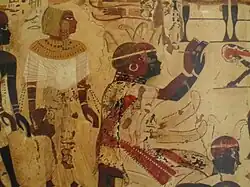 Nubian Prince Hekanefer bringing tribute for King Tut, 18th Dynasty, Tomb of Huy