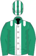 Dark Green, white stripe and epaulets, striped cap