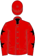 Red, black stars on sleeves