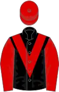 Black, Red chevron, sleeves and cap