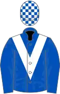 ROYAL BLUE, white chevron, check cap