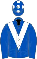 ROYAL BLUE, white chevron, royal blue cap, white spots