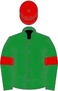 Green, red armlets and cap