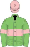 Light green, pink hoop, armlets and cap