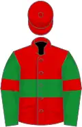 Red, green hoop, green sleeves, red armlets