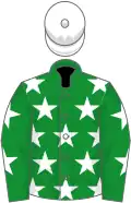 green, white stars, white cap
