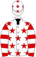 White, Red stars, Red and White hooped sleeves