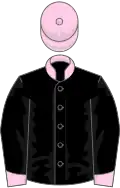 Black, rose collar, cuffs and cap