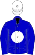 Blue, white disc, white cap
