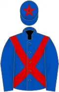 Royal blue, red cross sashes, red star on cap