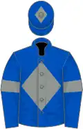 Royal blue, grey diamond, armlets and diamond on cap