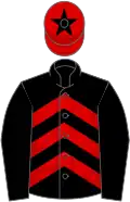 Black and red chevrons, black sleeves, red cap, black star