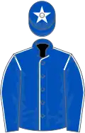 Royal blue, white seams, royal blue cap, white star