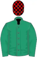 Emerald green, black and red check cap