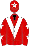 Red, White chevron, Red sleeves, White stars, Red cap, White star