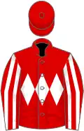 Red, white triple diamond, striped sleeves