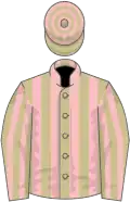 Beige and pink stripes, hooped cap