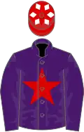 Purple, red star, red cap, white diamonds