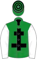 Green, black cross of lorraine, white sleeves, green and black hooped cap