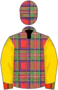 tartan, gold sleeves, tartan cuffs and cap