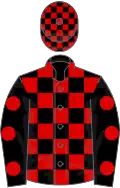 Black and red check, black sleeves, red spots