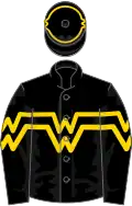 Black, double gold 'w w' hoops, double gold 'w w' hoops on black cap