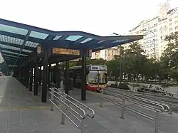 Number 100 bus at Santa Fe station