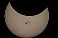 San Jose, California, 21:26 UTC. The eclipse coincided with giant sunspot region 2192, the largest seen in 24 years.[4]