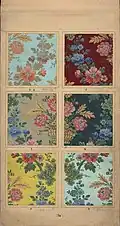 Page of the wallpaper sample portfolio presented by Paul Balin at the Vienna World's fair, 1873.