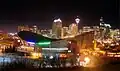 Night view of Scotiabank Saddledome in Calgary