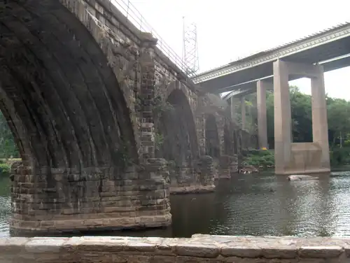 Twin Bridges on the right, and the Falls Bridge (1856)