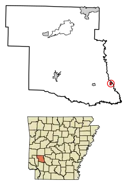 Location of Antoine in Pike County, Arkansas.