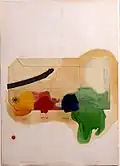 First Aid Kit (of the Primary Colours), 1974 Oil, collage, and stamps on paper Israel Museum, Jerusalem