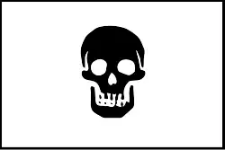 Another flag of Olivier Levesseur, described as a "Death’s head in black in ye middle of a white ensign."[45]