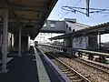 A view of the Kagoshima Main Line platforms and tracks.