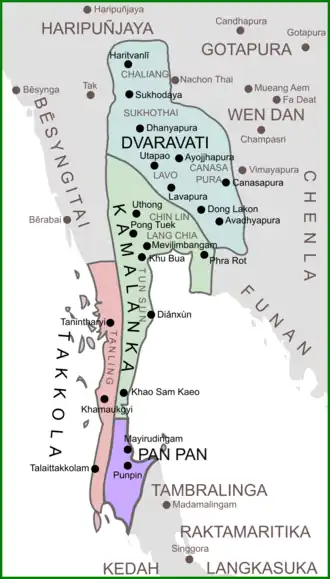 Political entities in the Chao Phraya River Basin in the 7th century