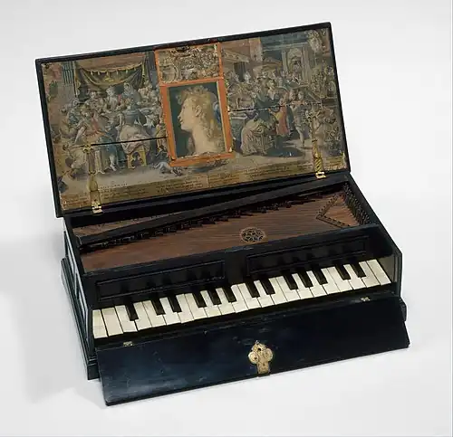 Rectangular Octave Virginal, c. 1600, Metropolitan Museum of Art.