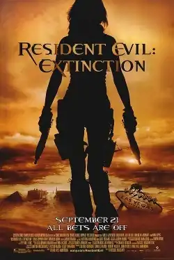 The silhouette of a woman holding two guns. In the background is a desert waste, and a derelict sign reveals Las Vegas's location.