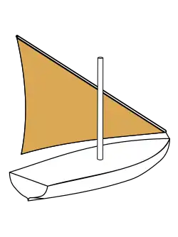 Dhow: single unstayed mast with lateen sail