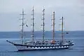 Royal Clipper anchored in Martinique (Caribbean Sea side) in March 2018.