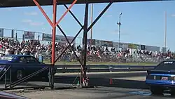 East bleachers, from the staging lanes.