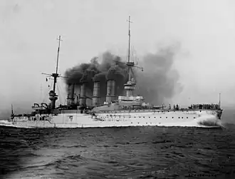 SMS&nbsp;Scharnhorst with pole masts (photographed in 1907)